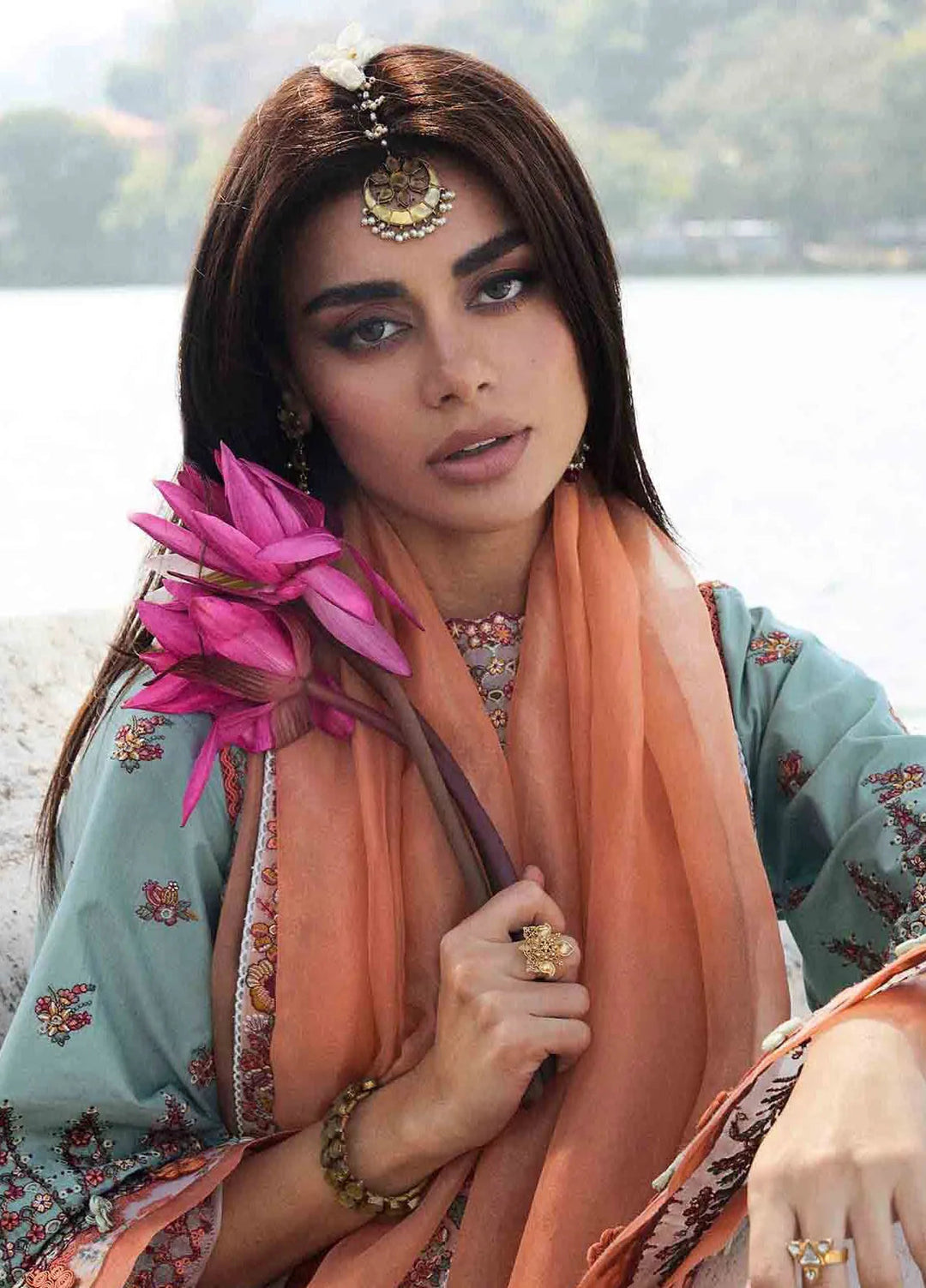 Hussain Rehar Embroidered Lawn Suit Unstitched 3 Piece HRR25LL D-12 Malibu - Summer Collection