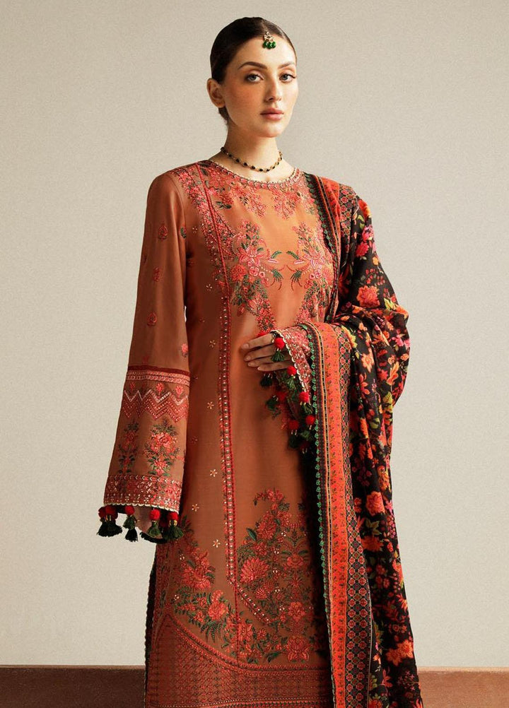 Hussain Rehar Embroidered Khaddar Suits Unstitched 3 Piece HRR23WU Dusky - Winter Collection