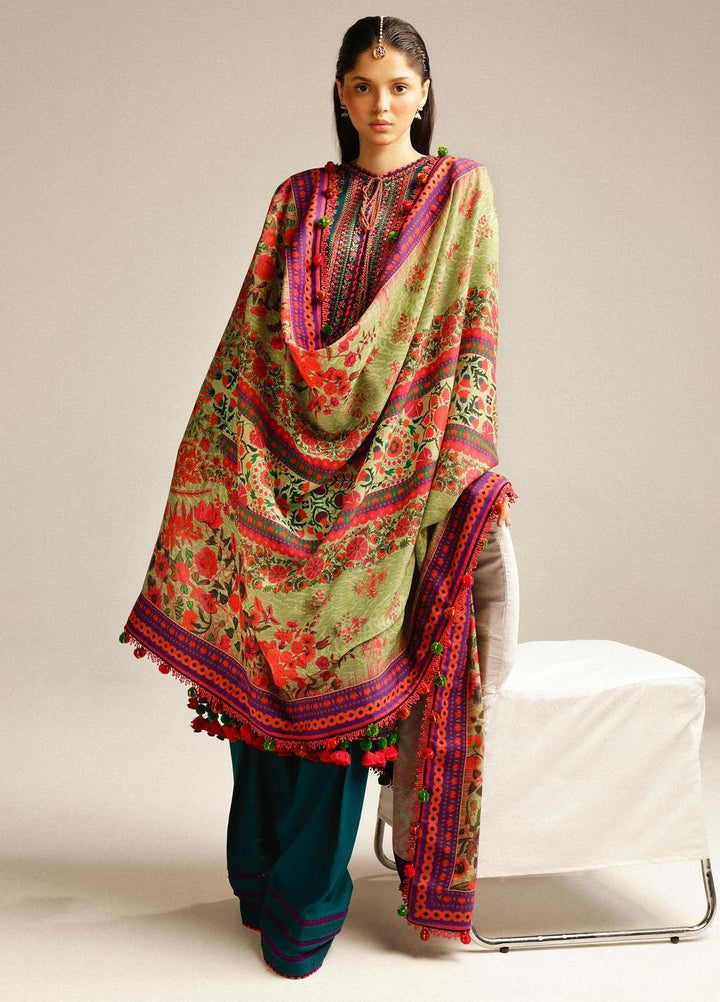 Hussain Rehar Embroidered Khaddar Suits Unstitched 3 Piece HRR23WU Teal - Winter Collection