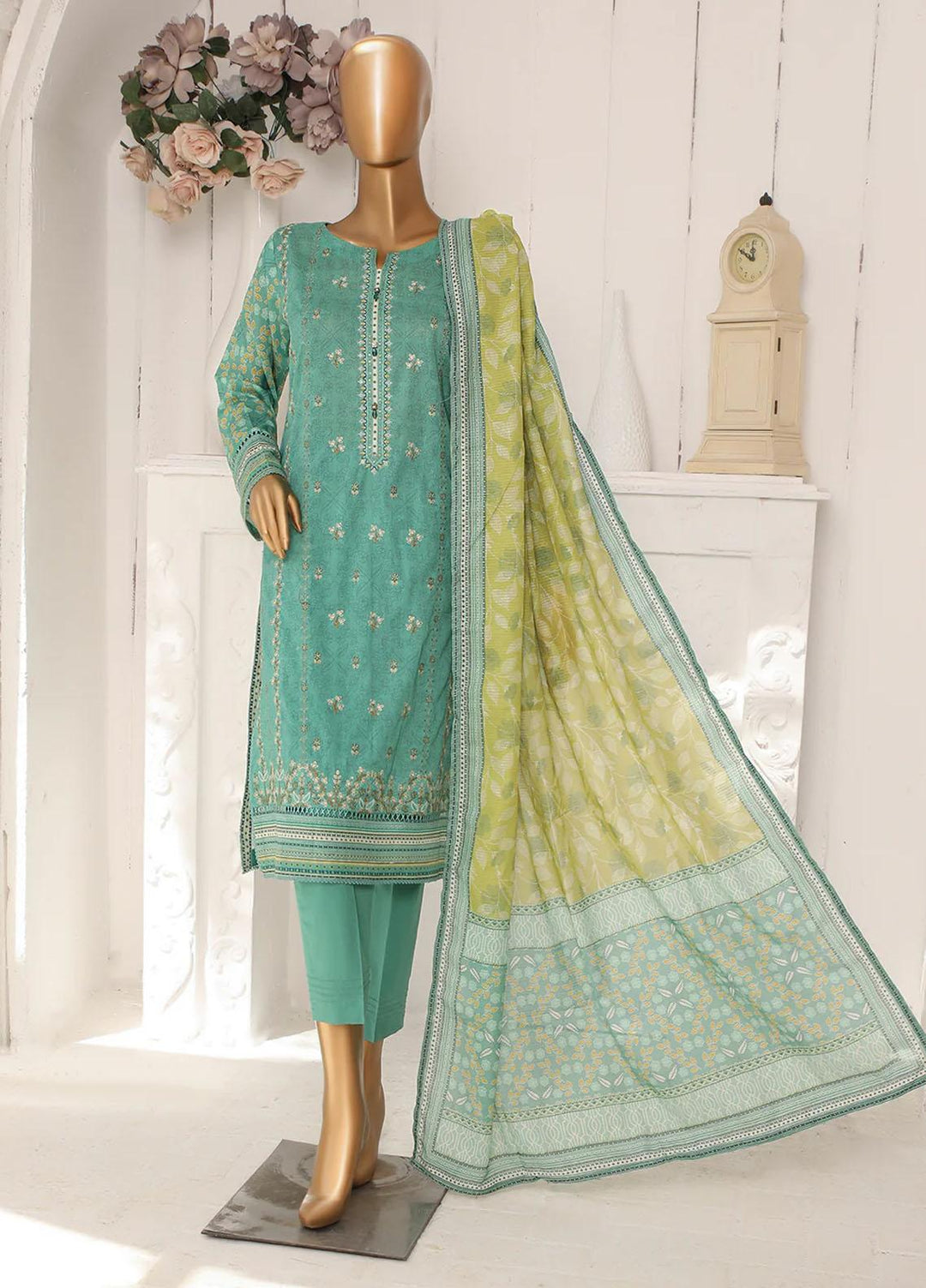 HZ Textiles Embroidered Lawn Suits Unstitched 3 Piece HZ23AS PEC-2348 - Summer Collection