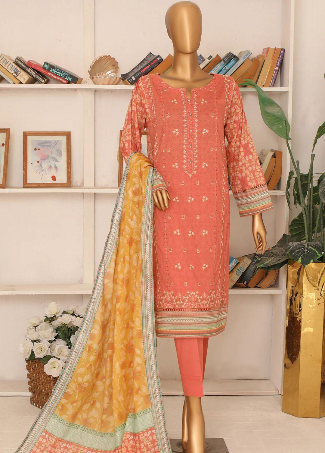 HZ Textiles Embroidered Lawn Suits Unstitched 3 Piece HZ23AS PEC-2349 - Summer Collection