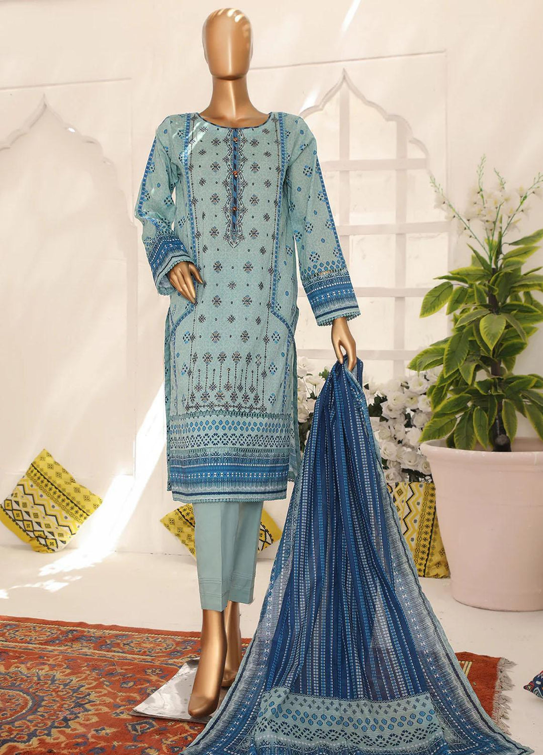 HZ Textiles Embroidered Lawn Suits Unstitched 3 Piece HZ23AS PEC-2350 - Summer Collection