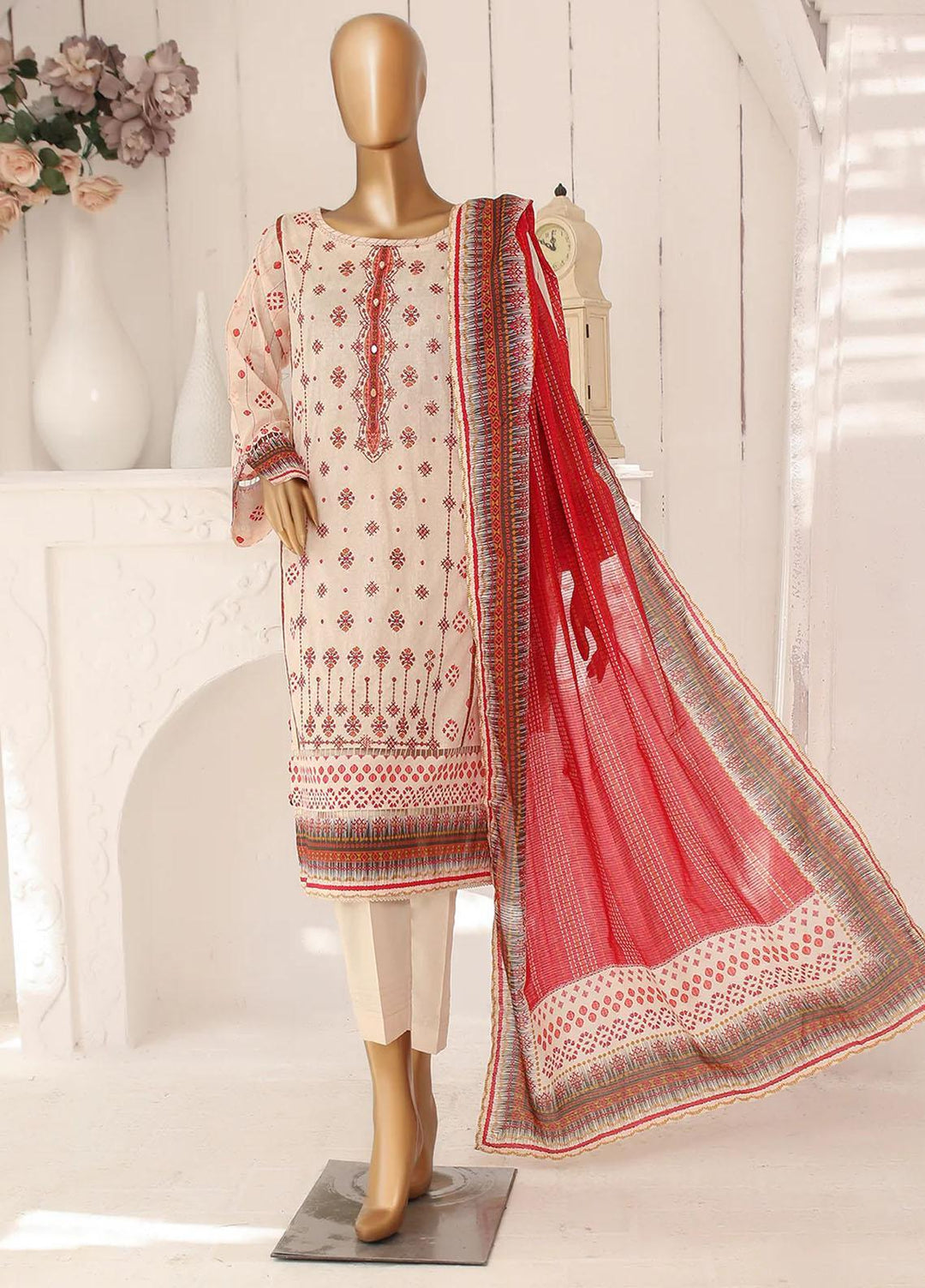 HZ Textiles Embroidered Lawn Suits Unstitched 3 Piece HZ23AS PEC-2351 - Summer Collection