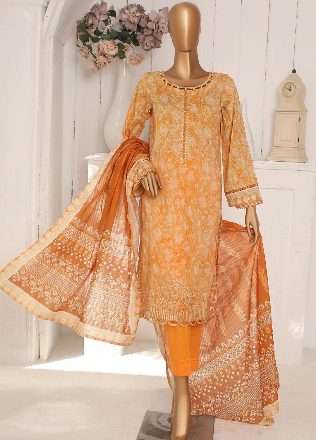 HZ Textiles Embroidered Lawn Suits Unstitched 3 Piece HZ23AS PEC-2352 - Summer Collection
