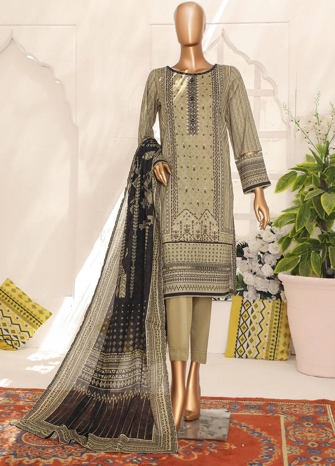 HZ Textiles Embroidered Lawn Suits Unstitched 3 Piece HZ23AS PEC-2354 - Summer Collection