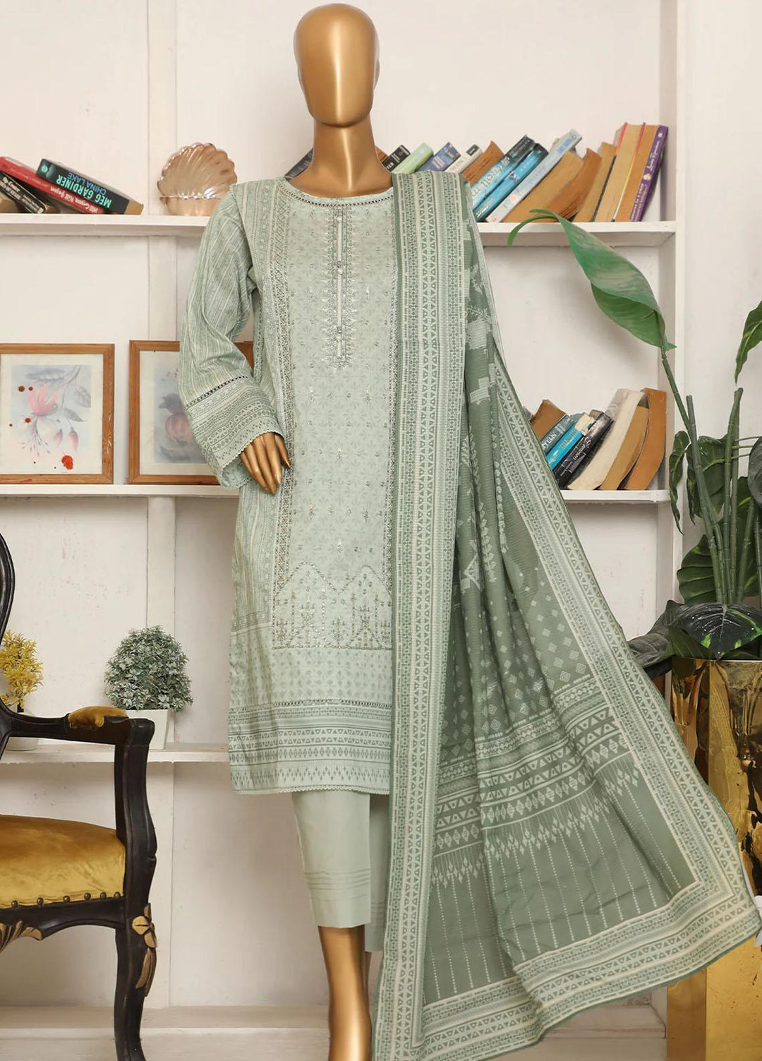HZ Textiles Embroidered Lawn Suits Unstitched 3 Piece HZ23AS PEC-2355 - Summer Collection