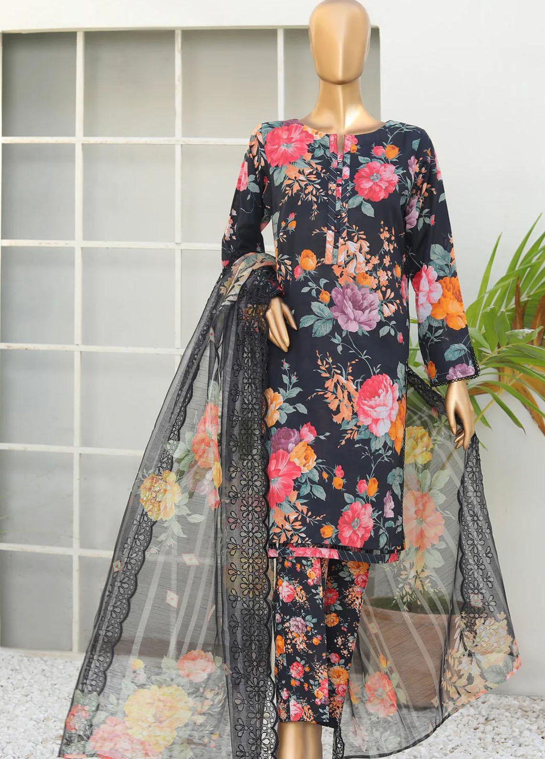 HZ Textiles Printed Cotton Suits Unstitched 3 Piece HZ23BC BCE-52 - Formal Collection