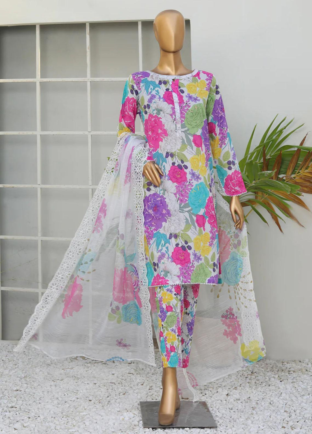 HZ Textiles Printed Cotton Suits Unstitched 3 Piece HZ23BC BCE-54 - Formal Collection