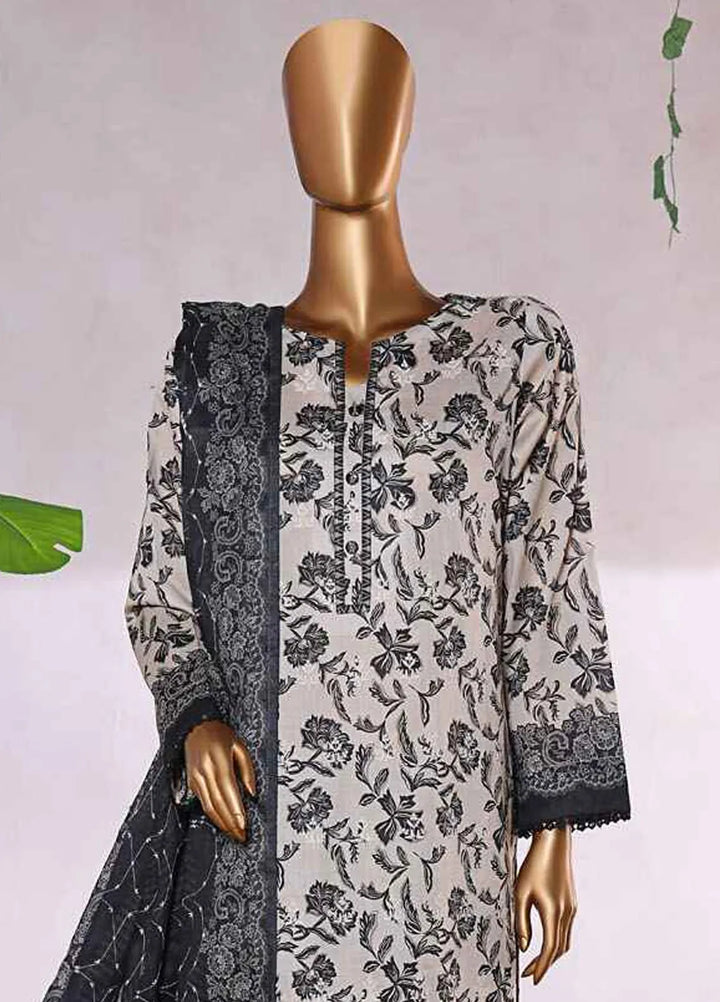 HZ Textiles Chikankari Lawn Suits Unstitched 3 Piece HZ25EC ELC-235 - Summer Collection