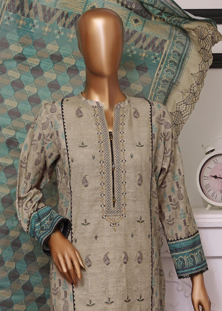 HZ Textiles Embroidered Khaddar Suits Unstitched 3 Piece HZ22KE PKE-2245 - Winter Collection