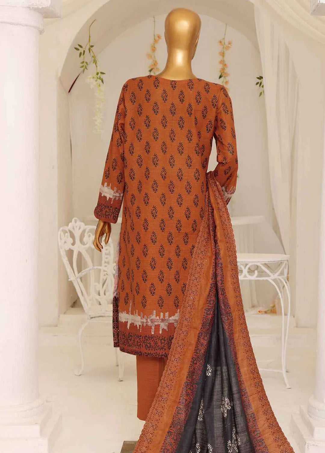 Hz Textiles Embroidered Khaddar Suit Unstitched 3 Piece HZ24K PKE-10 - Winter Collection