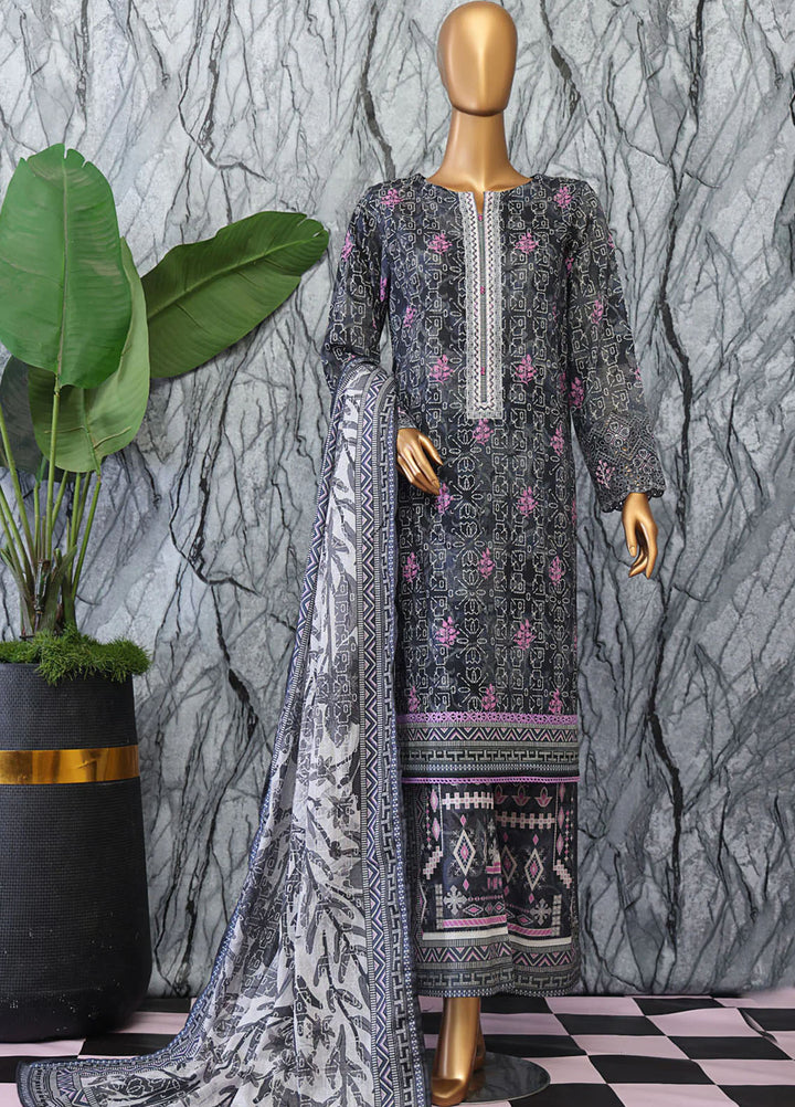 HZ Textiles Embroidered Lawn Suits Unstitched 3 Piece HZ25EUL EC-1047 - Summer Collection