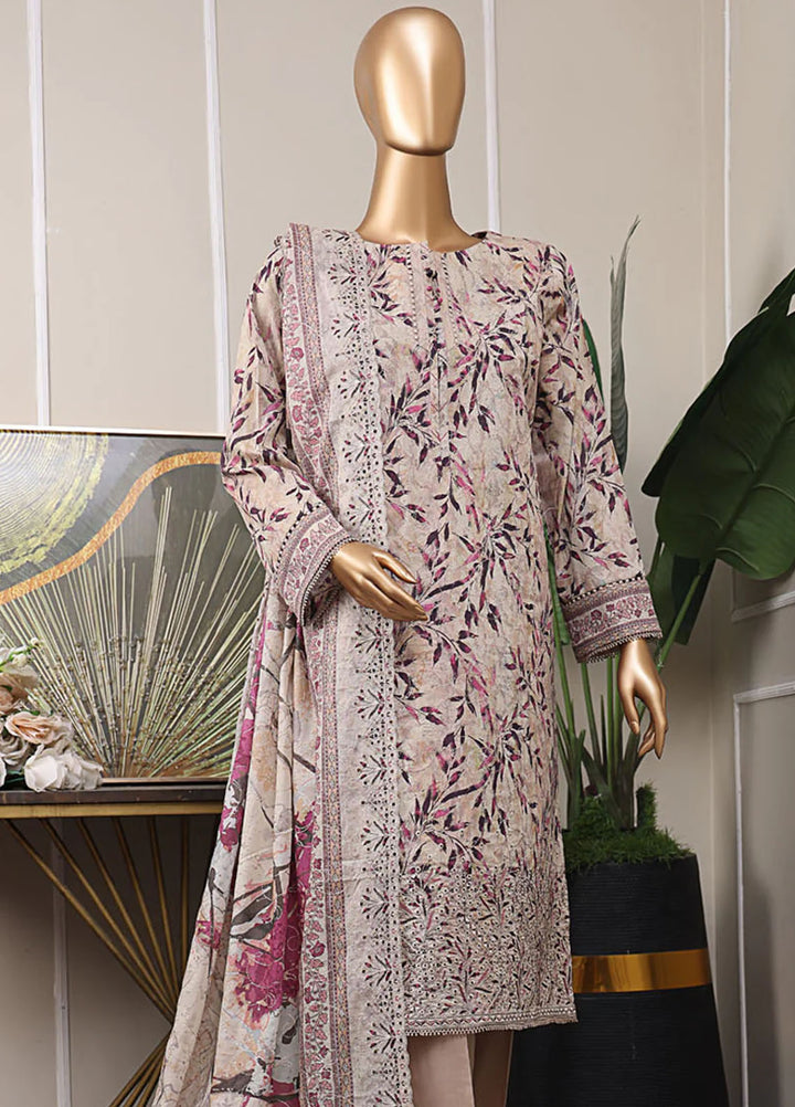 HZ Textiles Embroidered Lawn Suits Unstitched 3 Piece HZ25PEL PEC-529 V-06 - Summer Collection