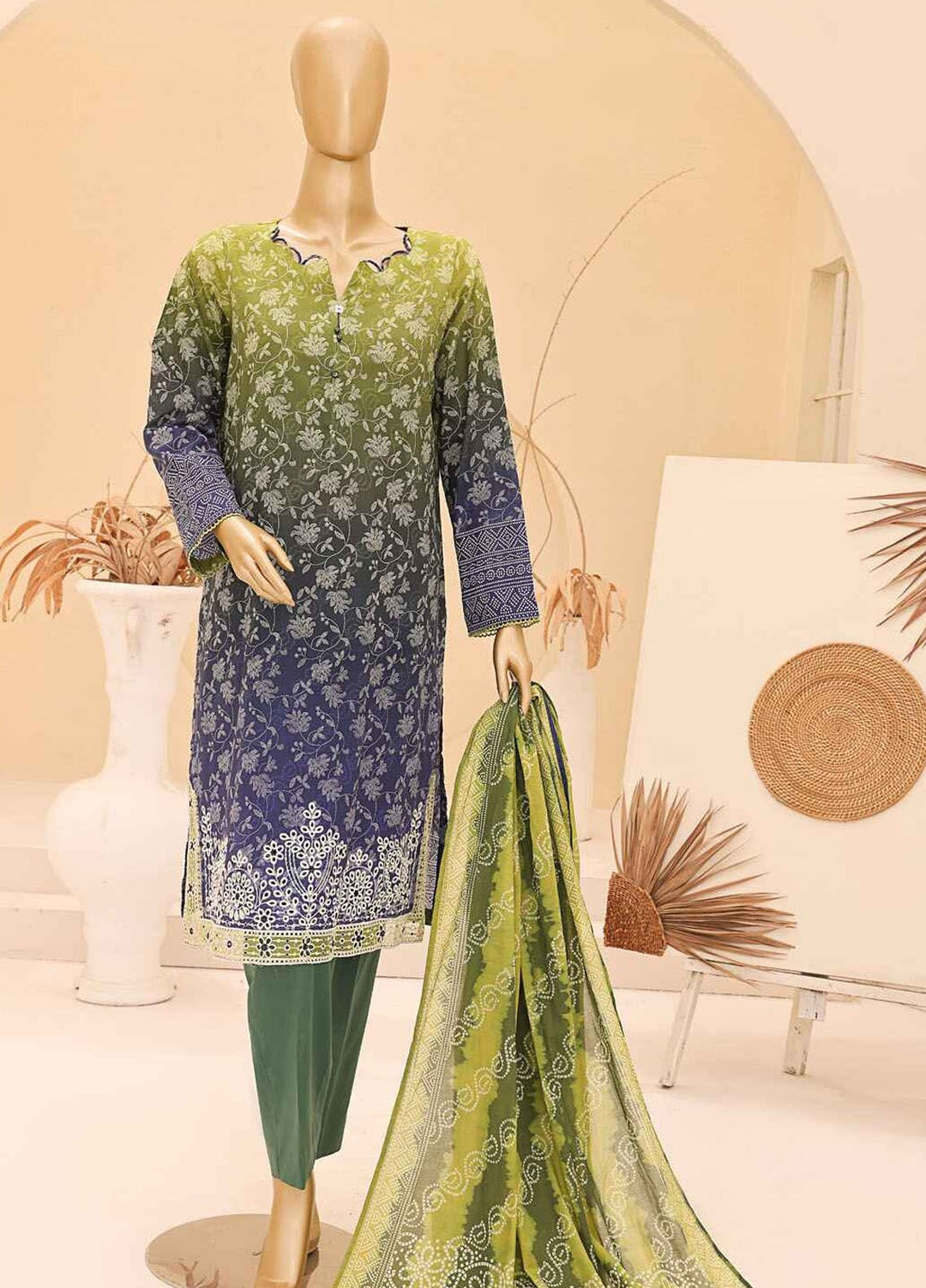 HZ Textiles Embroidered Lawn Suits Unstitched 3 Piece HZ25UC CEC-924 - Summer Collection