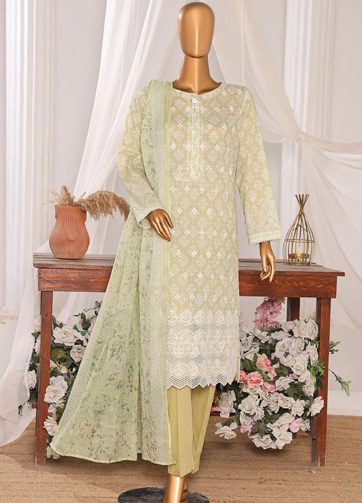 Hz Textiles Embroidered Lawn Suits Unstitched 3 Piece NKE-558 - Summer Collection