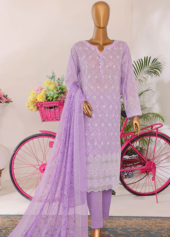 Hz Textiles Embroidered Lawn Suits Unstitched 3 Piece NKE-559 - Summer Collection