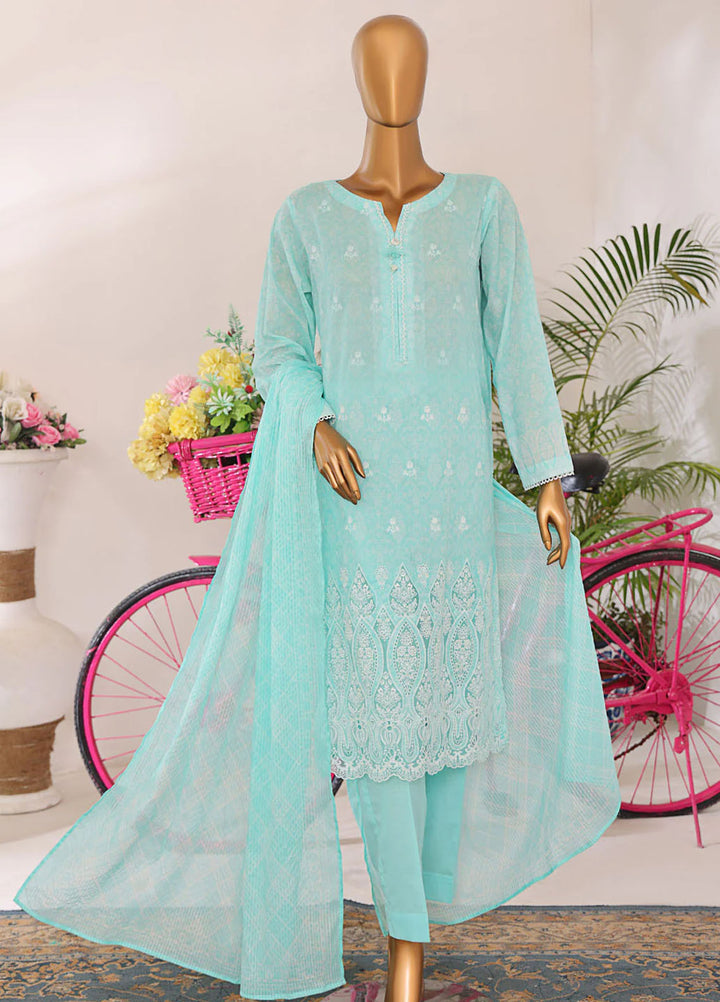 Hz Textiles Embroidered Lawn Suits Unstitched 3 Piece NKE-561 - Summer Collection