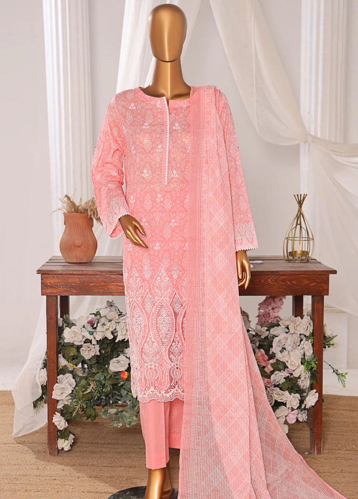 Hz Textiles Embroidered Lawn Suits Unstitched 3 Piece NKE-562 - Summer Collection
