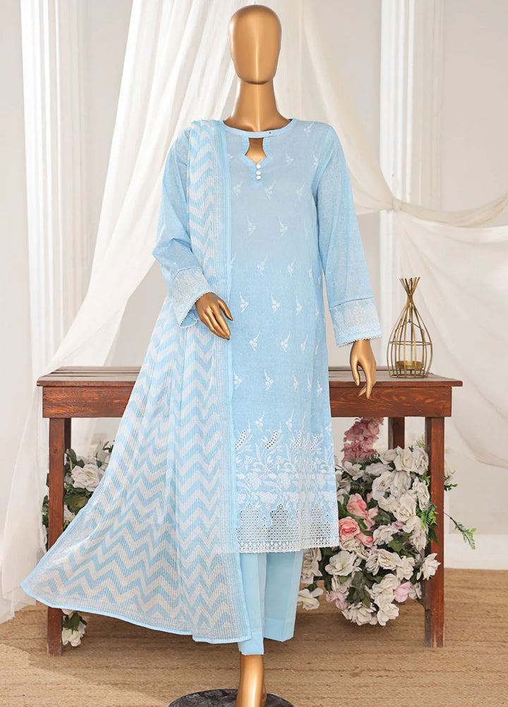 Hz Textiles Embroidered Lawn Suits Unstitched 3 Piece NKE-563 - Summer Collection