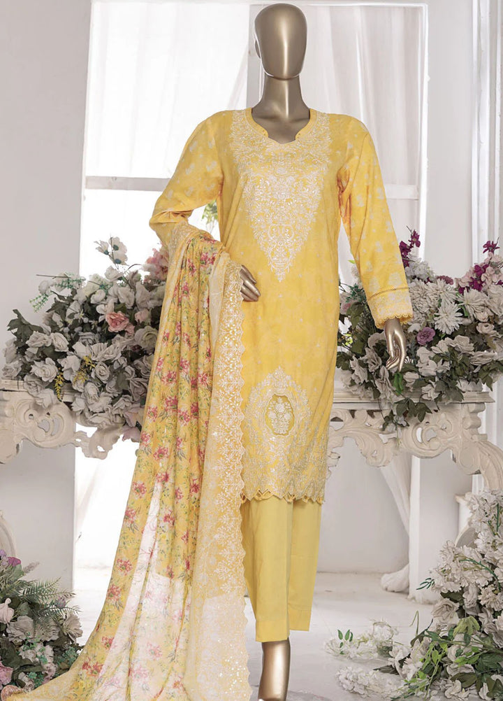 Hz Textiles Embroidered Lawn Suits Unstitched 3 Piece PEC-554 VOL-07 - Summer Collection
