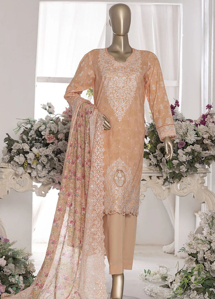Hz Textiles Embroidered Lawn Suits Unstitched 3 Piece PEC-555 VOL-07 - Summer Collection