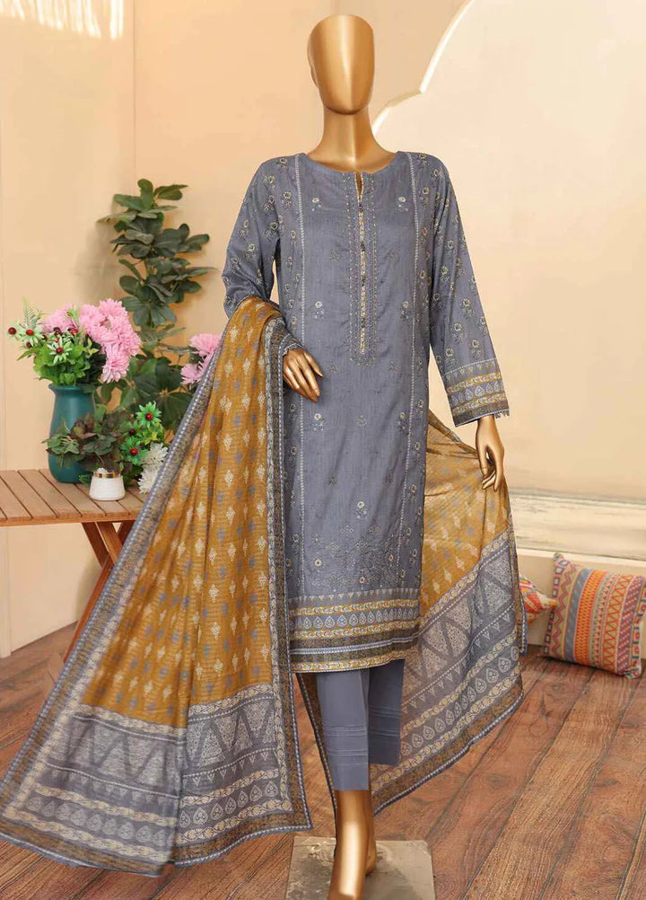 HZ Textiles Embroidered Lawn Suits Unstitched 3 Piece ZEC-159 - Summer Collection