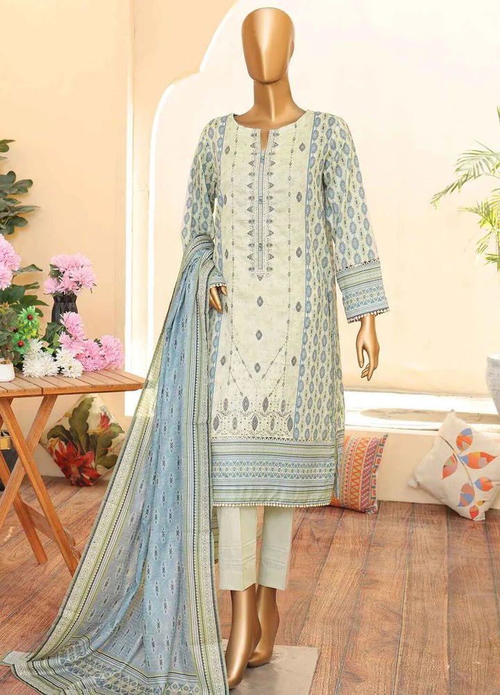 HZ Textiles Embroidered Lawn Suits Unstitched 3 Piece ZEC-165 - Summer Collection