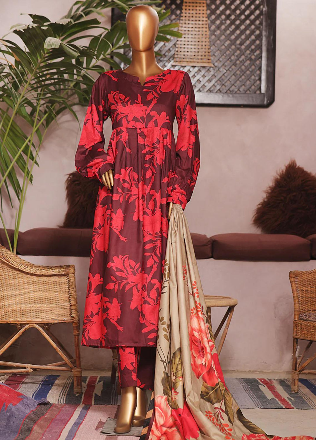 HZ Textiles Printed Linen Suits Unstitched 3 Piece HZ23PL3 LWP-02 - Winter Collection