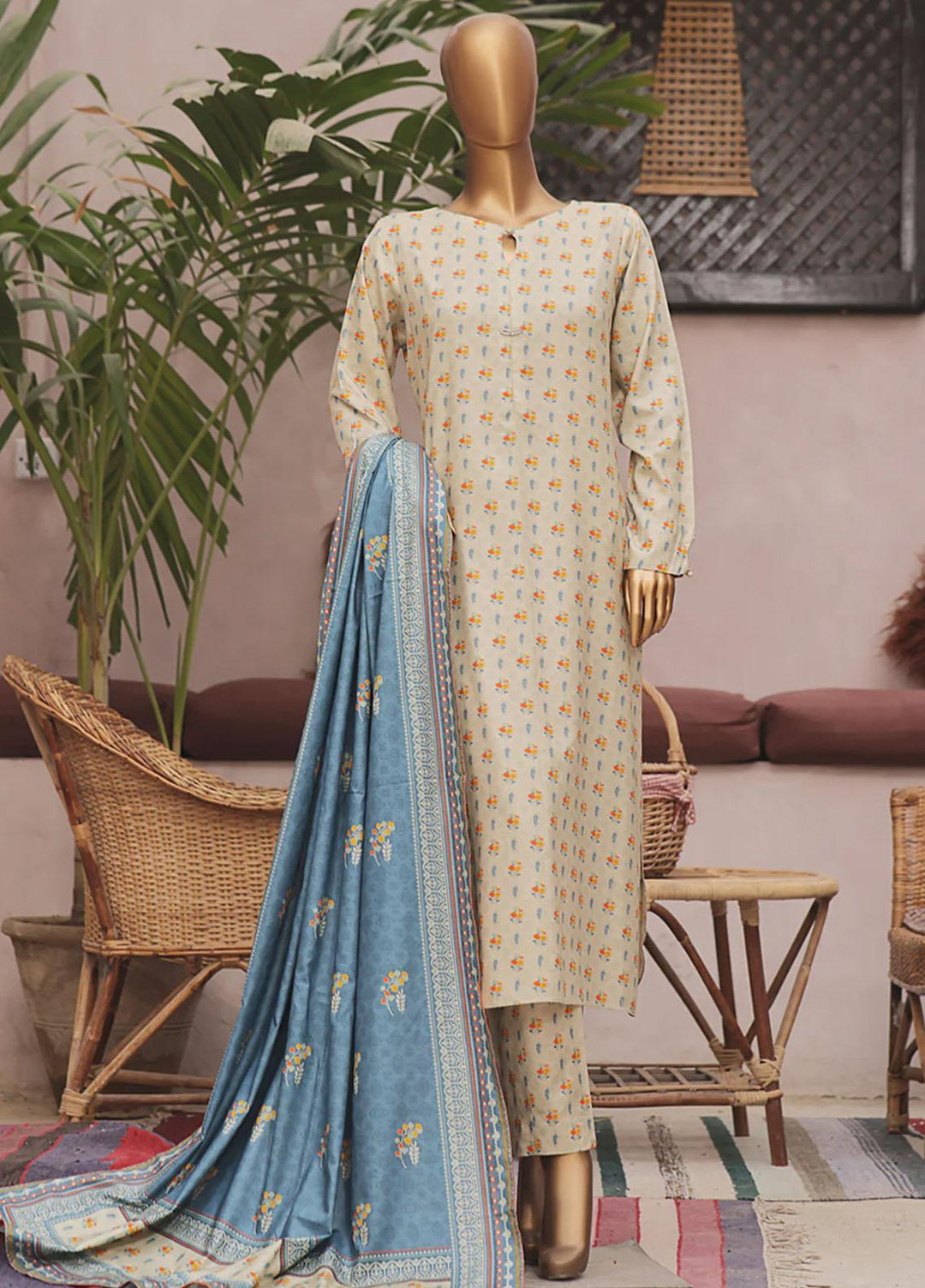 HZ Textiles Printed Linen Suits Unstitched 3 Piece HZ23PL3 LWP-05 - Winter Collection