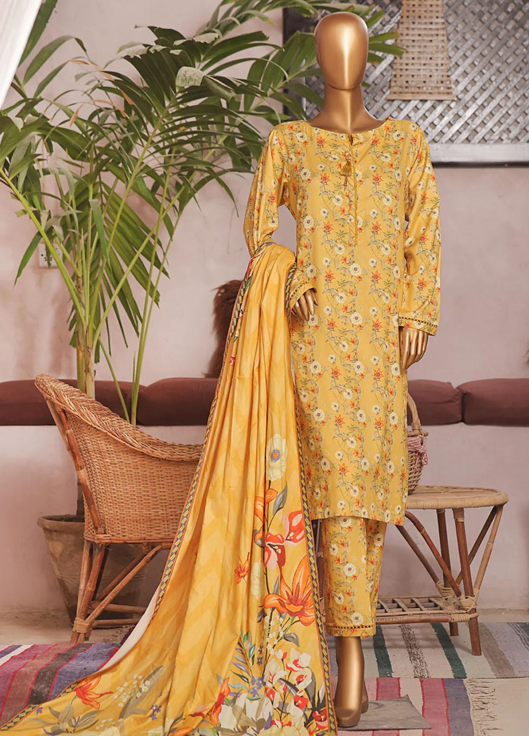 HZ Textiles Printed Linen Suits Unstitched 3 Piece HZ23PL3 LWP-10 - Winter Collection