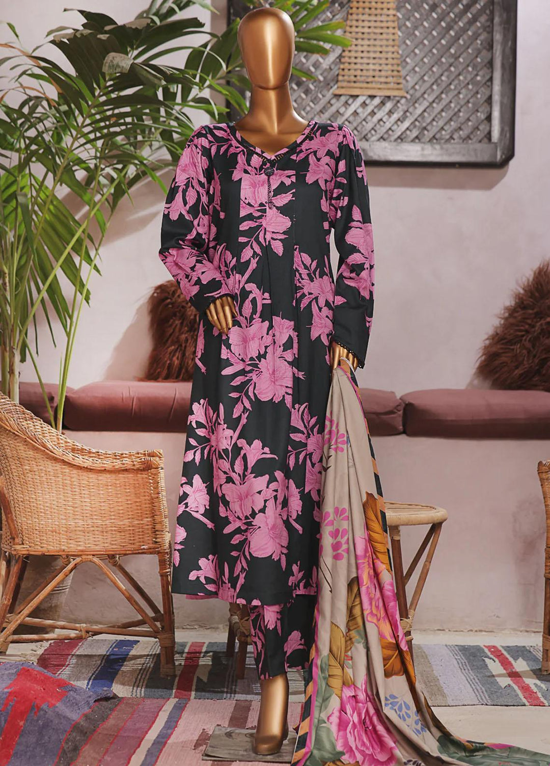 HZ Textiles Printed Linen Suits Unstitched 3 Piece HZ23PL3 LWP-11 - Winter Collection