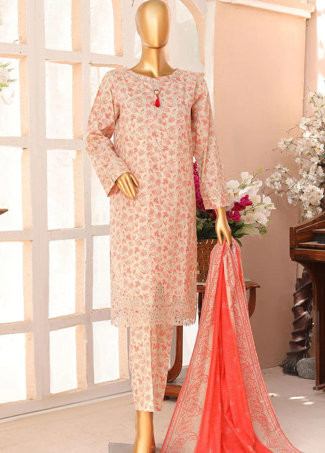 HZ Textiles Meenakari Embroidered Cambric Suits Unstitched 3 Piece HZ23MP PMK-166/winter Collection