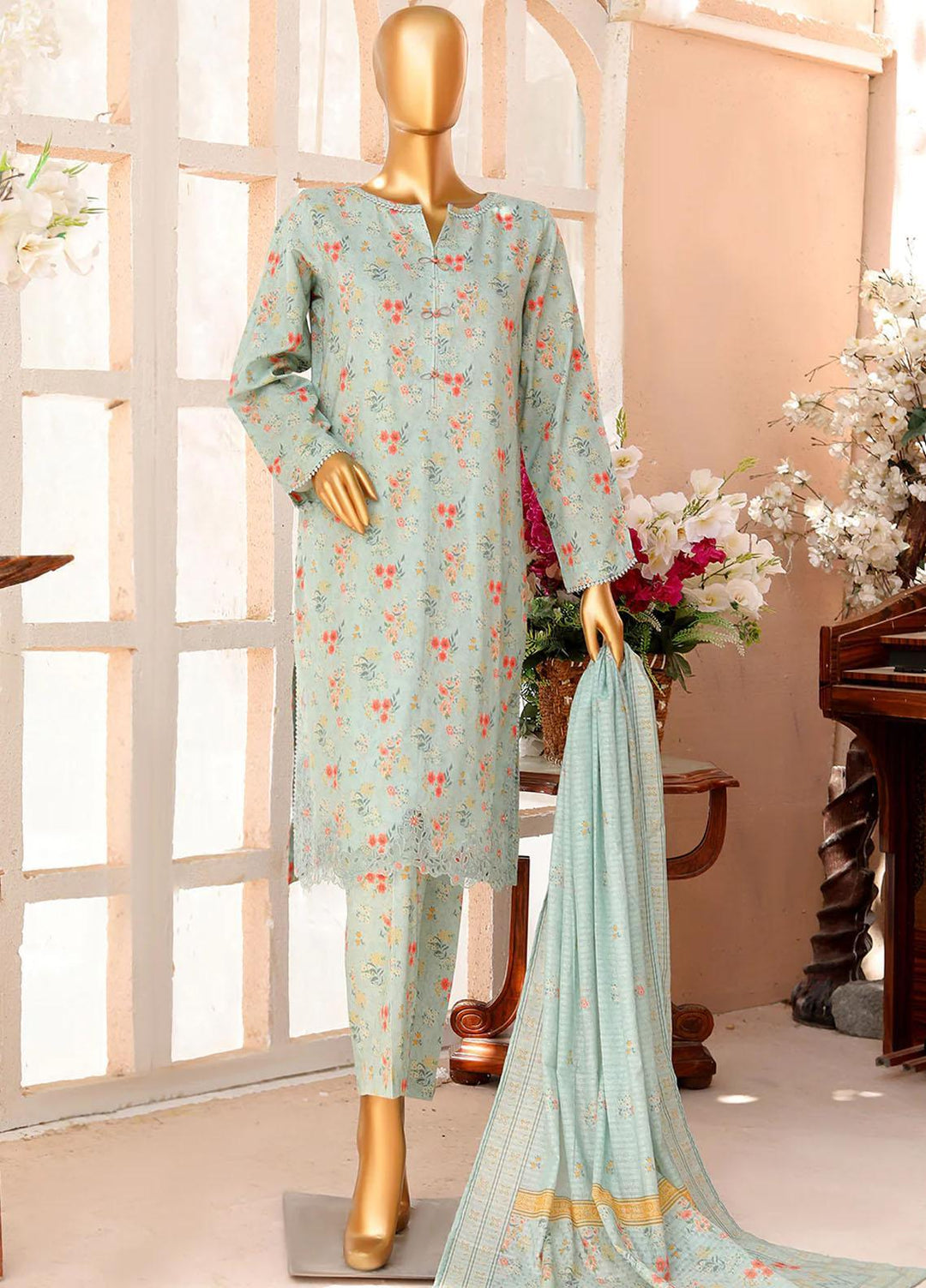 HZ Textiles Meenakari Embroidered Cambric Suits Unstitched 3 Piece HZ23MP PMK-168/winter Collection