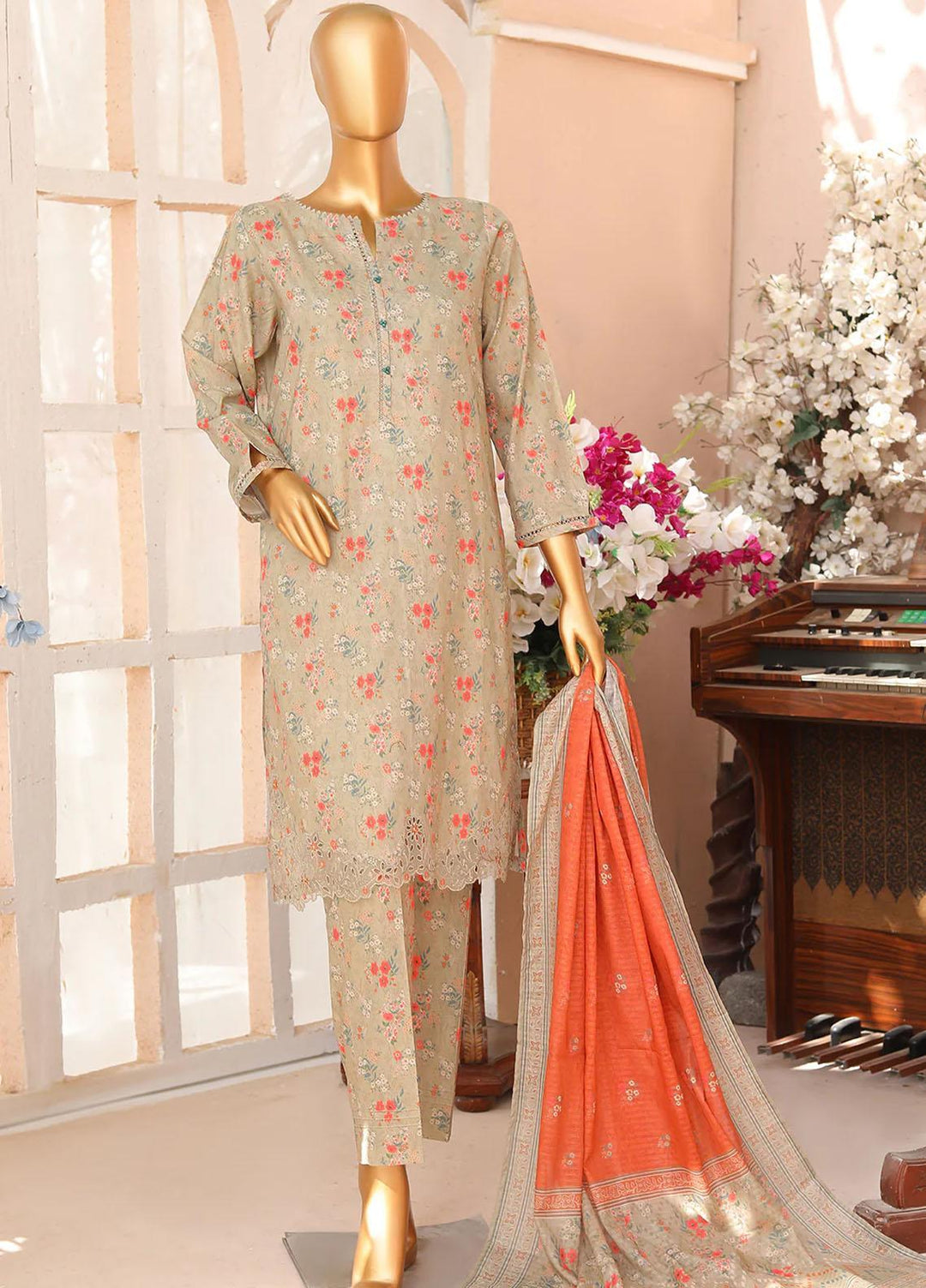 HZ Textiles Meenakari Embroidered Cambric Suits Unstitched 3 Piece HZ23MP PMK-169/winter Collection