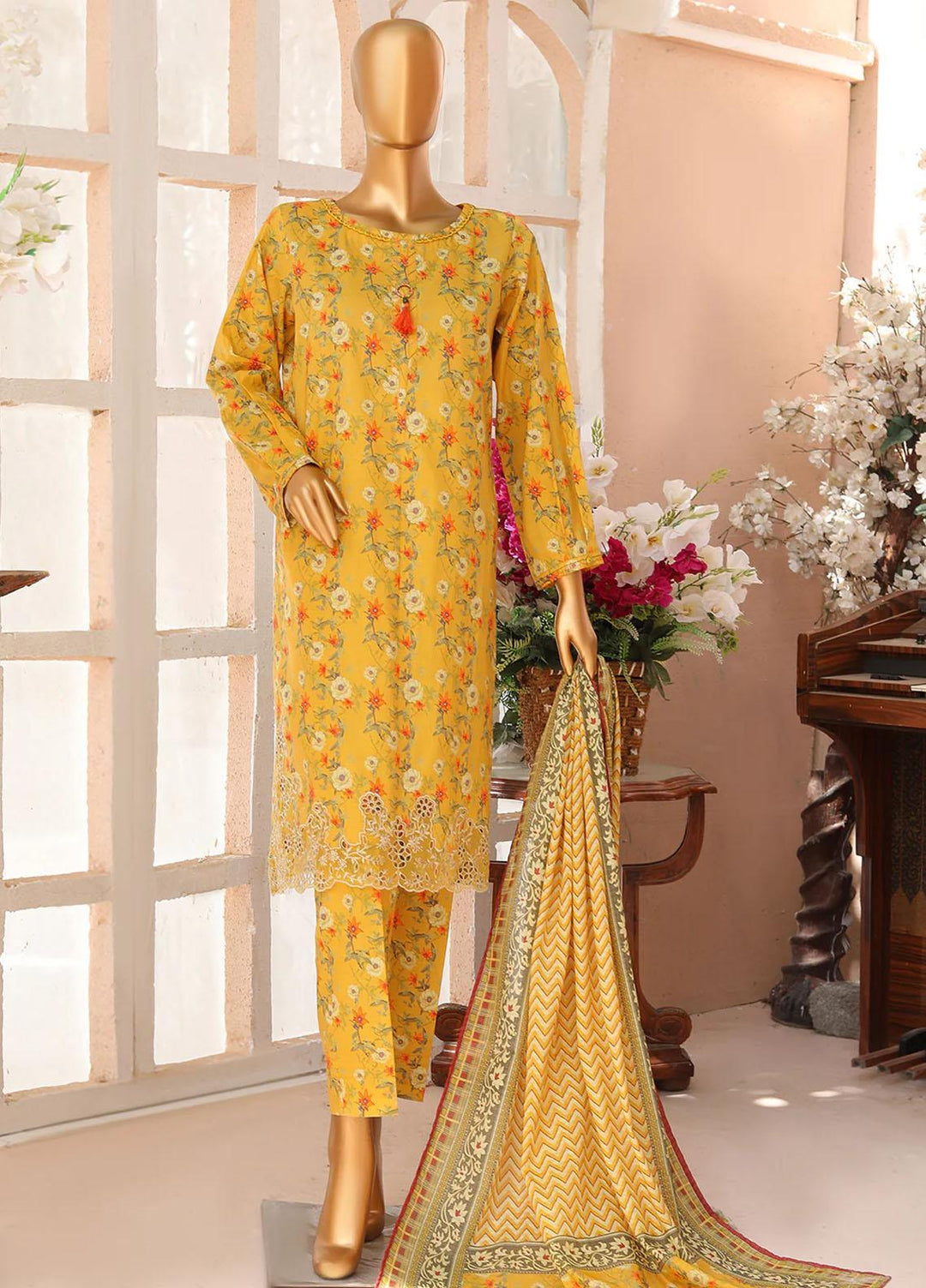 HZ Textiles Meenakari Embroidered Cambric Suits Unstitched 3 Piece HZ23MP PMK-175/winter Collection