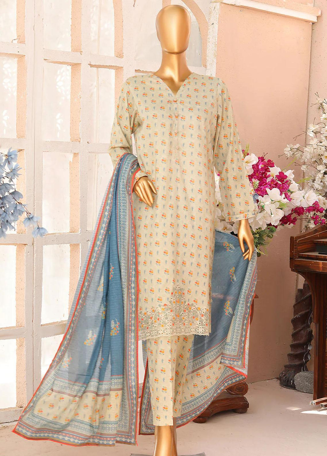 HZ Textiles Meenakari Embroidered Cambric Suits Unstitched 3 Piece HZ23MP PMK-176/winter Collection