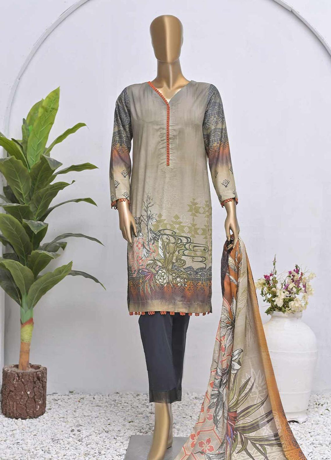 HZ Textiles Printed Lawn Suits Unstitched 2 Piece HZ22OL OP-14221 - Summer Collection