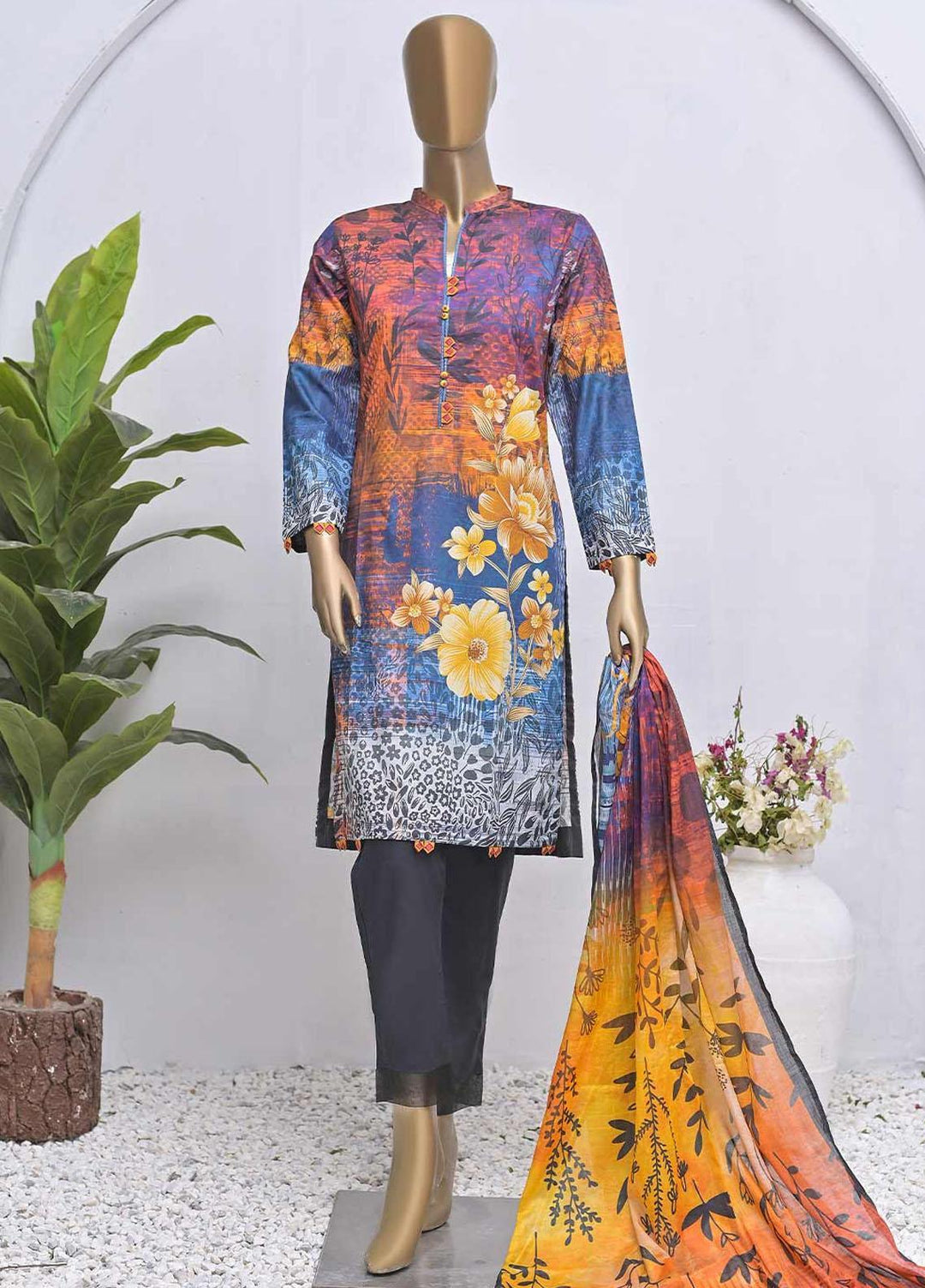 HZ Textiles Printed Lawn Suits Unstitched 2 Piece HZ22OL OP-14222 - Summer Collection