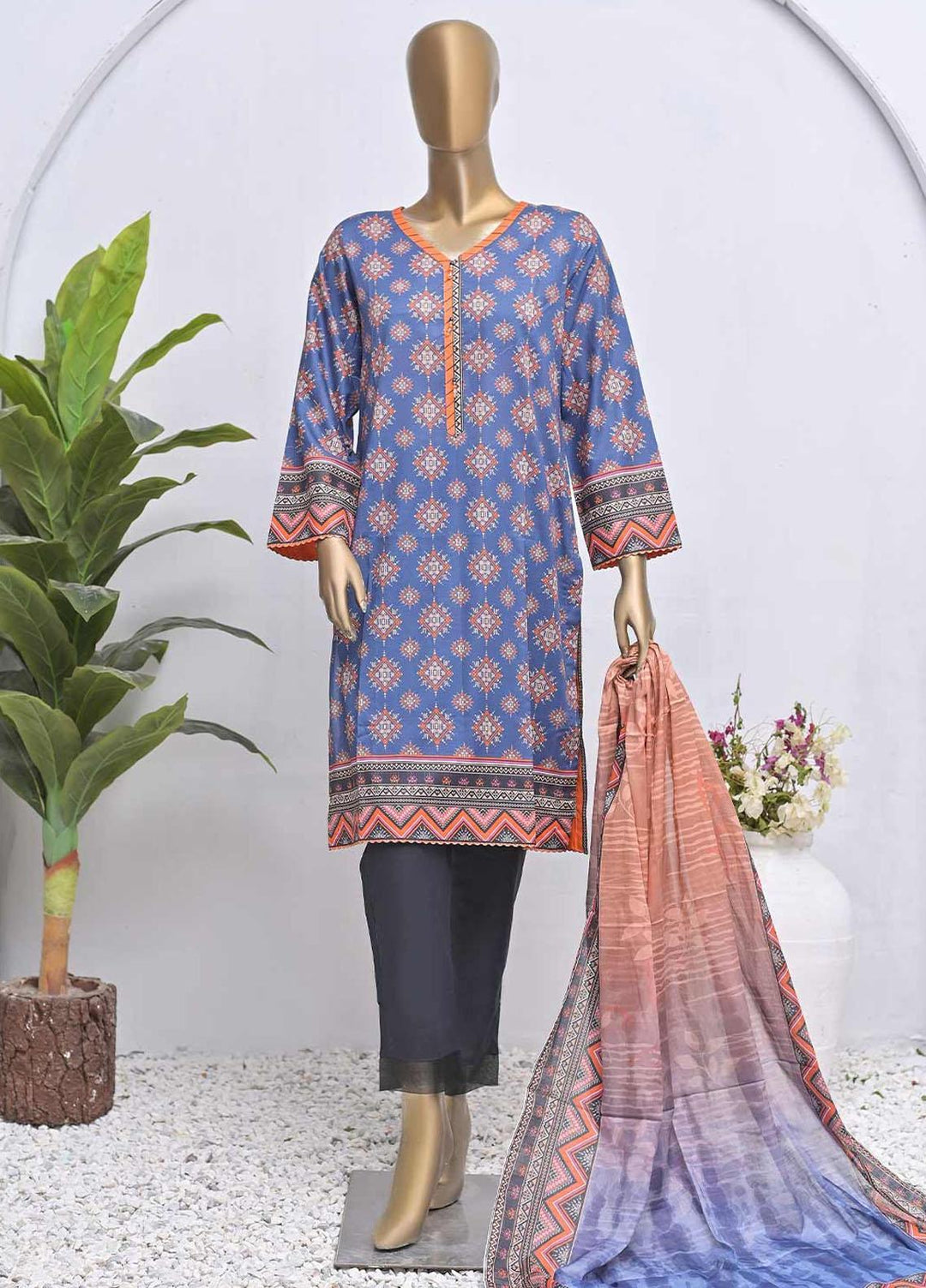 HZ Textiles Printed Lawn Suits Unstitched 2 Piece HZ22OL OP-14223 - Summer Collection