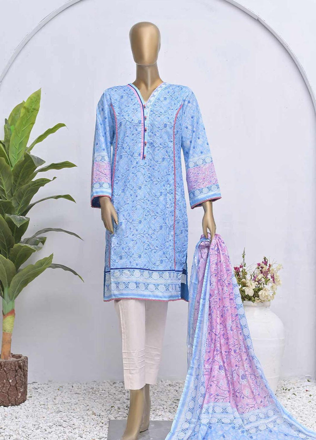 HZ Textiles Printed Lawn Suits Unstitched 2 Piece HZ22OL OP-14225 - Summer Collection