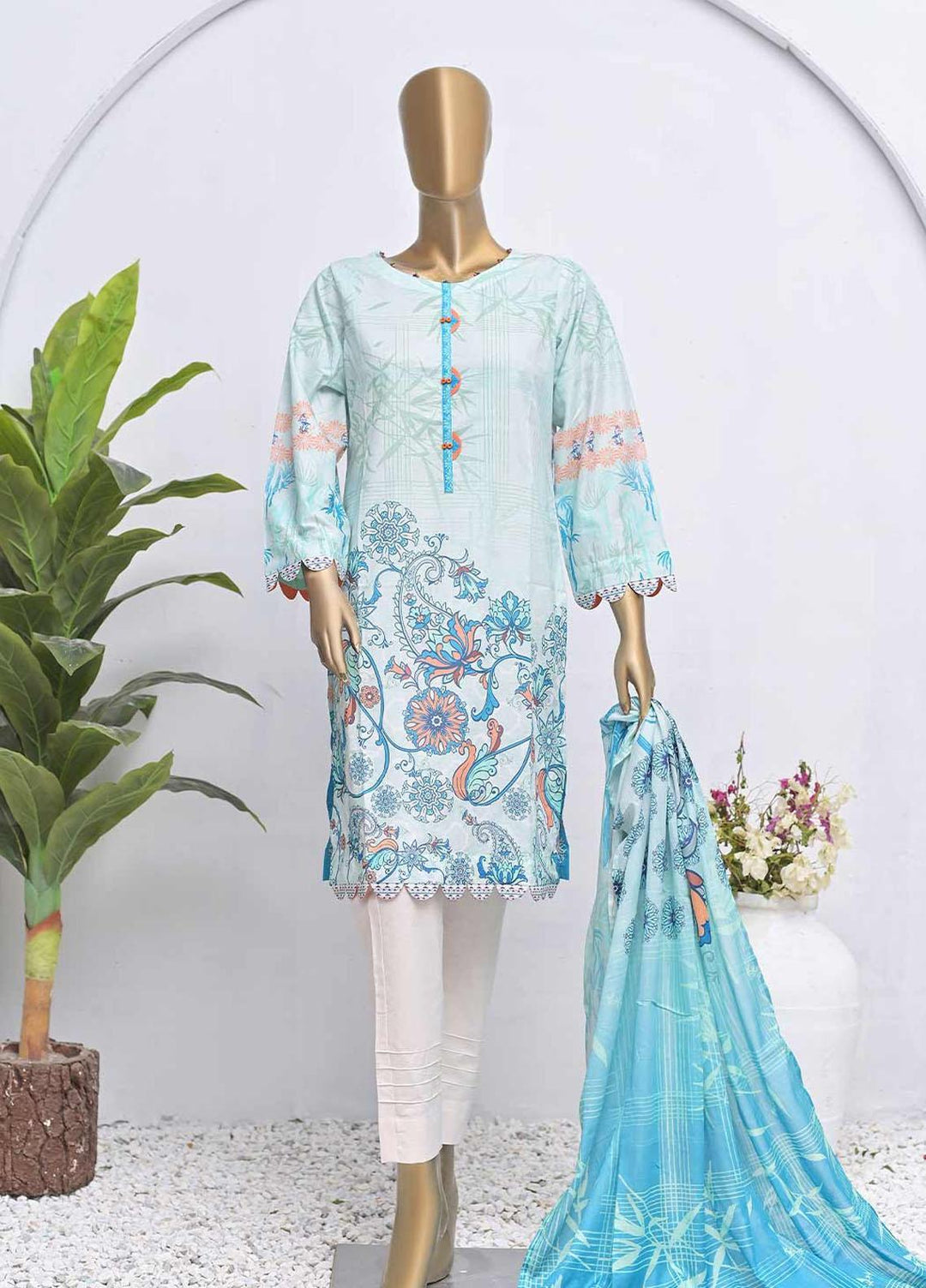 HZ Textiles Printed Lawn Suits Unstitched 2 Piece HZ22OL OP-14226 - Summer Collection