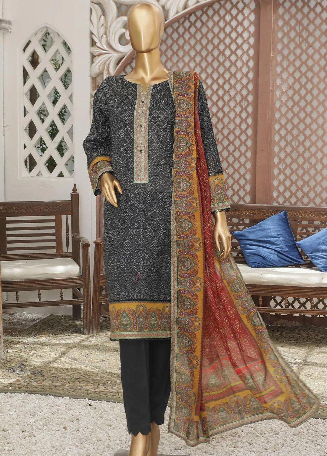 HZ Textiles Printed Lawn Suits Unstitched 3 Piece HZ23PP-V4 PPC-26 - Summer Collection