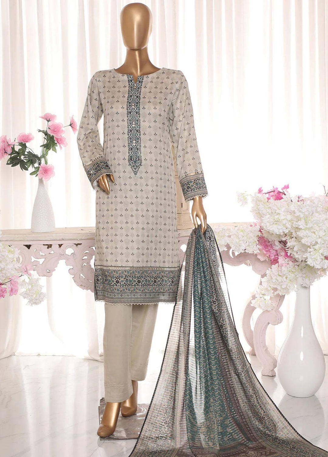 HZ Textiles Printed Lawn Suits Unstitched 3 Piece HZ23PZ PPC-16 - Summer Collection
