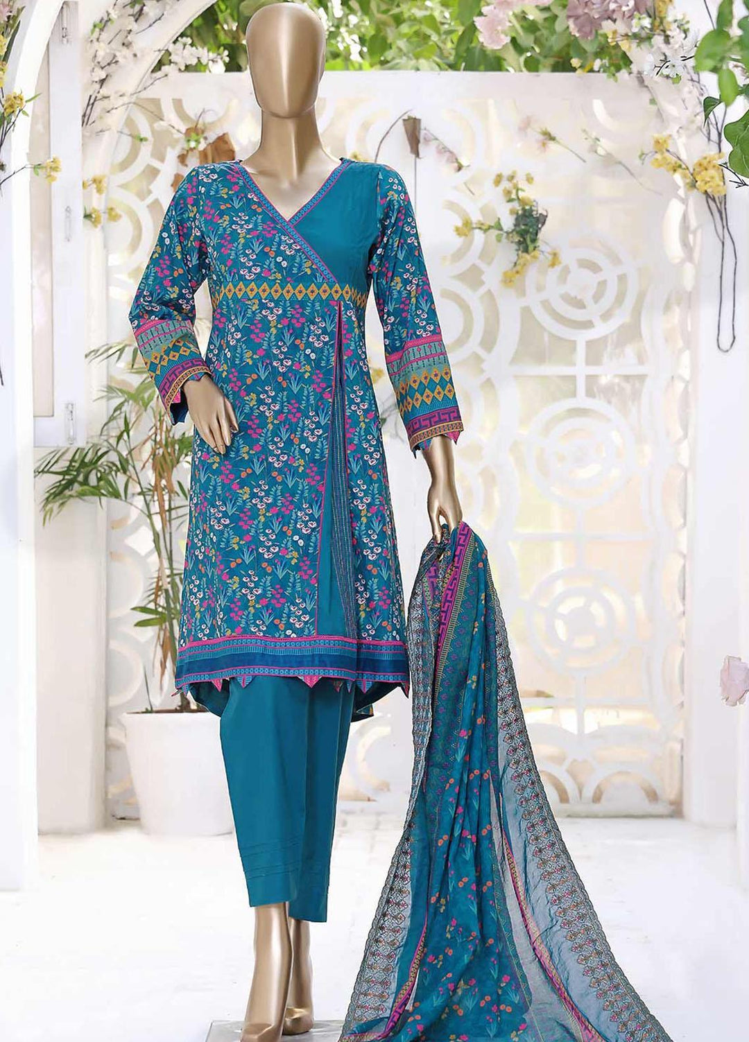 HZ Textiles Embroidered Cambric Suits Unstitched 3 Piece HZ22C PEC-0427 - Winter Collection