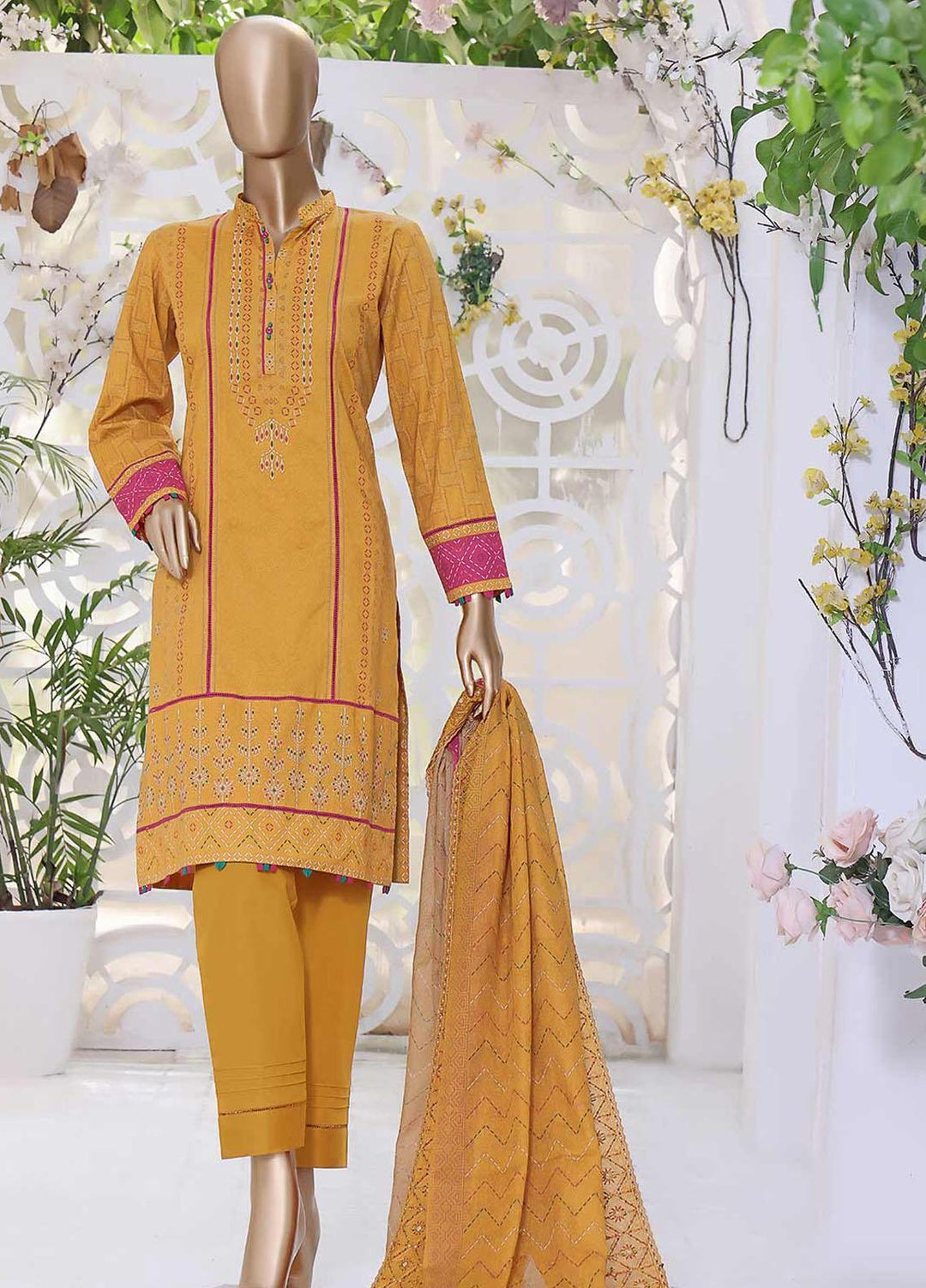 HZ Textiles Embroidered Cambric Suits Unstitched 3 Piece HZ22C PEC-0428 - Winter Collection