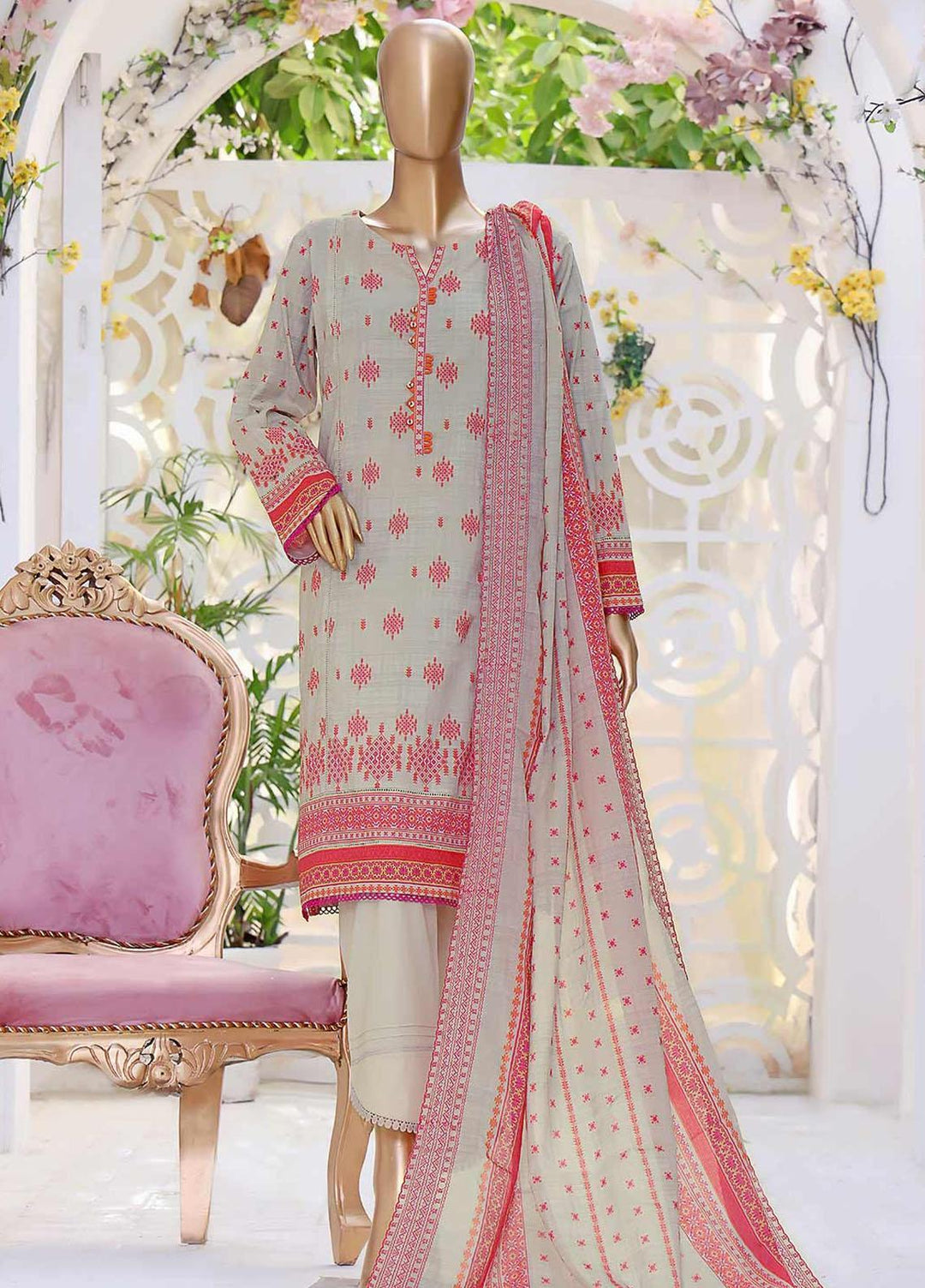 HZ Textiles Embroidered Cambric Suits Unstitched 3 Piece HZ22C PEC-0429 - Winter Collection