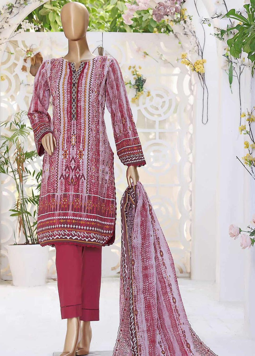 HZ Textiles Embroidered Cambric Suits Unstitched 3 Piece HZ22C PEC-0430 - Winter Collection