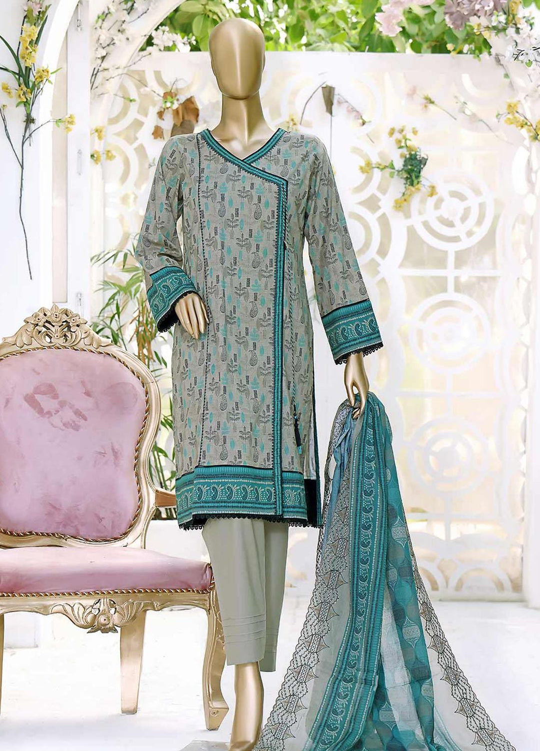 HZ Textiles Embroidered Cambric Suits Unstitched 3 Piece HZ22C PEC-0431 - Winter Collection