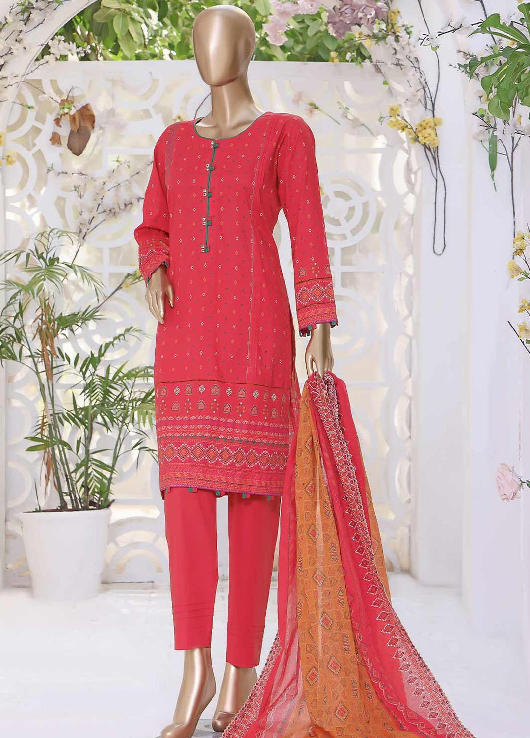 HZ Textiles Embroidered Cambric Suits Unstitched 3 Piece HZ22C PEC-0432 - Winter Collection