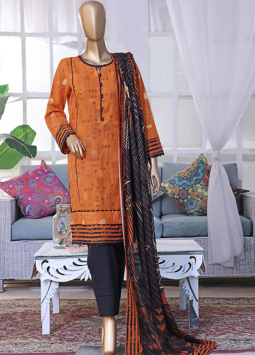 HZ Textiles Printed Khaddar Suits Unstitched 3 Piece HZ223K PKC-2218 - Winter Collection